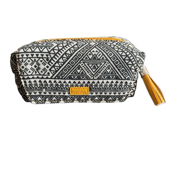NWOT Silpada Magnetic Makeup Bag Mirror Zipper Closure Tribal Geometric Enthnic - Picture 1 of 11